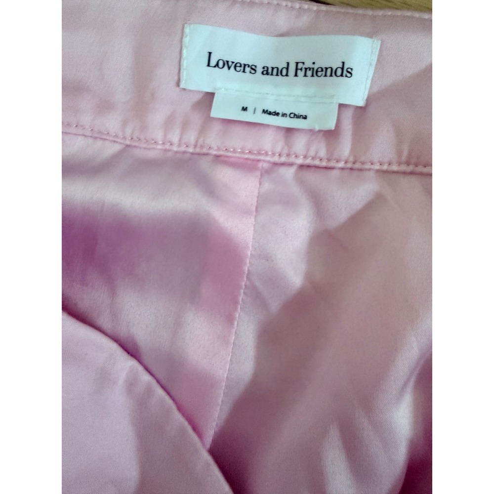 Lovers and Friends Kit Cargo Pant Light Pink Satin Wide Leg Buckle Trousers M - Picture 4 of 6